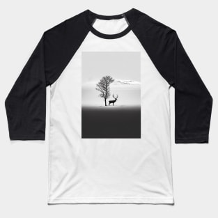 Nordic Winter Reindeer Minimalist Art Print Baseball T-Shirt